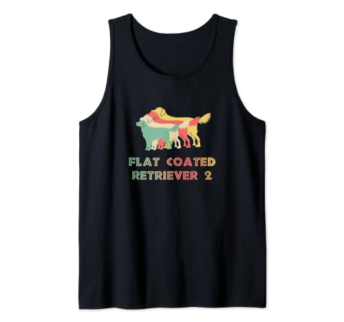 Retro Flat Coated Retriever 2 Dog Mom Vintage Tank Top