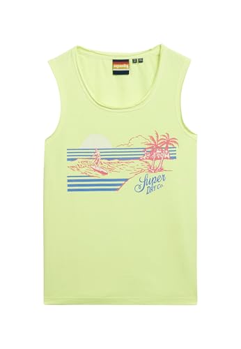 Superdry Damen Gestreiftes Outdoor-Tanktop mit tiefem Rundhalsausschnitt Dry Neon Gelb 34