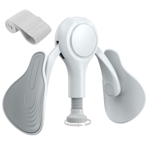 Beckenbodenübungsgerät Kegel Exerciser Muskeltrainer 6.8-31.8 kg Verstellbar für Damen/Herren, Innerer Oberschenkeltrainer Hüfte Abduktor Maschine mit Widerstandsband, Beintraining (Grau)