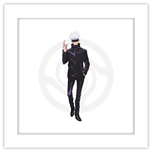 Tableau Jujutsu Kaisen Satoru Gojo cadeau deco de collection Gallery Pops cadre blanc 30cm