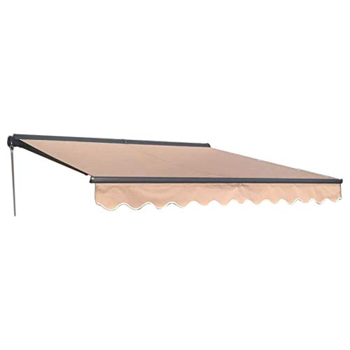 ALEKO Manual Retractable Half Cassette Patio Awning, 10x8 Ft Manual Exterior Sunshade Canopy with Hand Crank – Sand