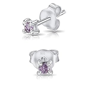 Boucles d'Oreilles Mini Argent et Cristaux Swarovski Violets