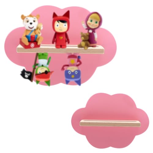 Tonies Shelf, Floating Tonie Shelf for 16 Figures, Wall-mounted Magnetic Tonies Storage Shelf, Cloud Shaped Tonie Shelves, Set of 2 Tonie Box Shelf for Children’s Room, Wooden Cloud Shelf, Pink