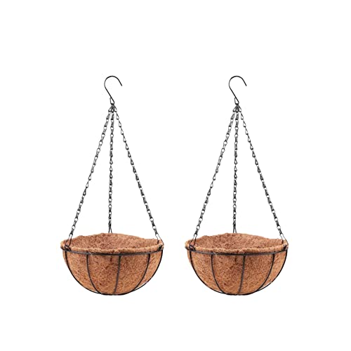 Lalagreen Outdoor Hanging Baskets - 2 Pack, 10 Inch Hanging Planter With Coco Liner, Metal Wire Flower Pots Holder Hanger Hook Patio Porch Garden Balcony Outside Decoration Macetero Colgante Exterior #TOP5