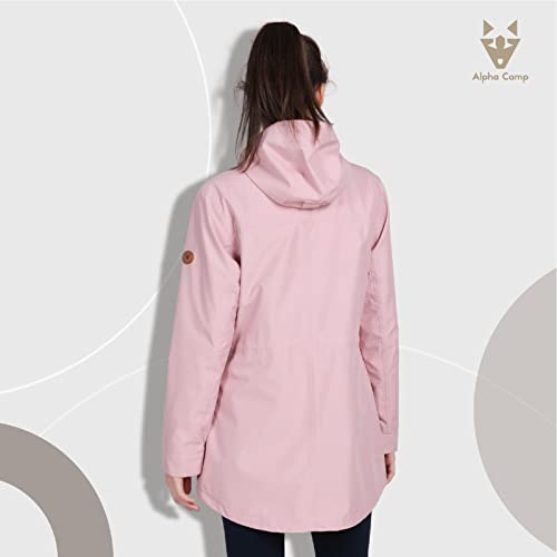Alpha Camp Women's Breathable Waterproof Jacket With Hood Windbreaker All Weather Long Softshell Rain Jacket #TOP7