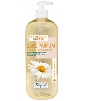 Cosmo Naturel Shampoing douche sans parfum à l'extrait de Camomille 1L