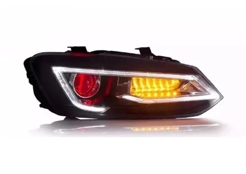 YSQOJF Faros Delanteros Accesorios para automóviles, luces delanteras LED, faros Demon Eyes Para VW Para Polo 2011 2012 2013 2014 2015 2016 2017 cubierta lente lámpara