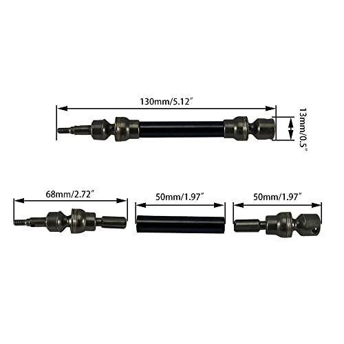 RCAWD 4X Slider Front/Rear Drive Shaft Set for 1/10 Arrma 1/10 Big Rock 4X4 V3 3S Blx Brushless Monster Truck RTR Upgrade Parts(Black)