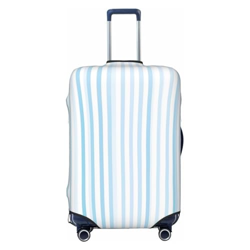 Slim Vertical Light Blue Lines Elastic Travel Luggage Covers Dustproof Scratch-Resistant Suitcase Protector Fit 22-24 Inch