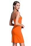 Coreal Full Slip For Women Under Dress Adjustable Spaghetti Strap Knee Length Slips Undergarment Nightwear Orange Large