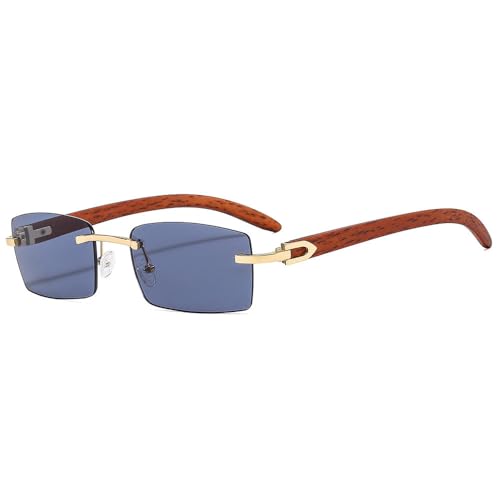 Lunettes UV400 vintage sans monture - Lunettes de soleil d'extérieur rectangulaires et petites