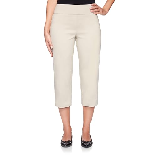 Ruby Rd. Womens Womens Petite Mid-Rise Pull-on Straight Solar Millennium Tech Capri