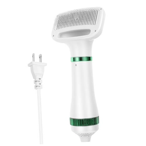 HOUDERCO Pet Hair Dryer and Deshedding Brush with Adjustable Temperature Settings for Dogs and Cats Quiet Operation for Home Grooming and Plug