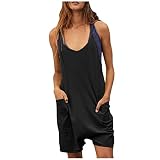 Qeaghou Womens Casual Sleeveless Strap Jumpsuits Summer Stretchy Shorts Rompers Baggy Comfy Overalls