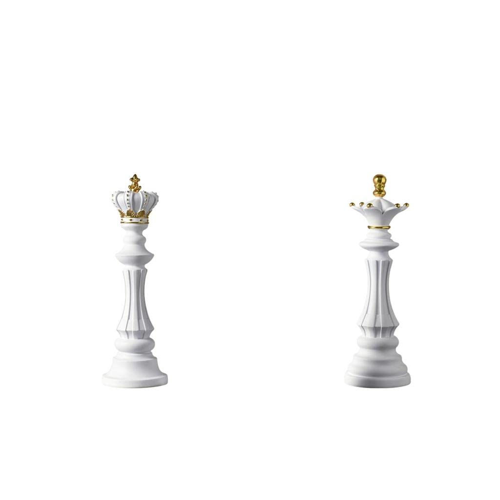 DAPERCIHome Decoration 2 Pieces Nordic Resin Art Chess Pieces Sculpture Ornament Statue Decor White Statue