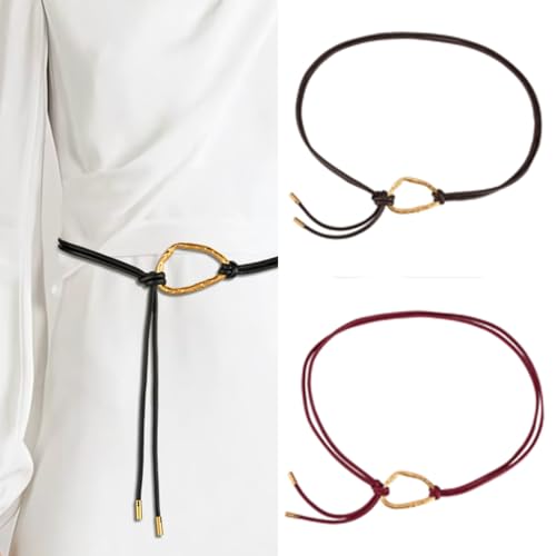 Elegant Belt for Retro Dress Lover Traditional Simple Golden Buckle Waist Cincher Graceful Tie Waist Belt Corset2