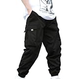 Ltvoo Boys Cargo Pants Casual Baggy Pants Work Trousers with Multi Pockets High Waist Workwear Jogger Sweatpants for Boy 8-12Y (9 Years)