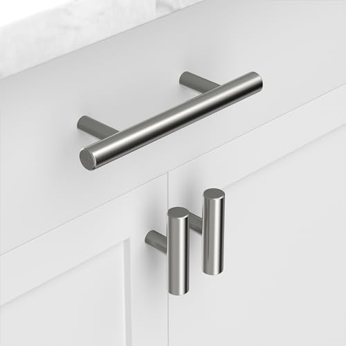 Image of homdiy 10Pack Cabinet Knobs Brushed Nickel Drawer Knobs - 2in Overall Cabinet Door Knobs Single Hole Knobs Modern Cabinet Hardware for Kitchen Cabinets, Dresser Drawers