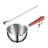 GSHLLO Copo de derretimento de cera de aço inoxidável de 293 ml, pote de derretimento para fazer velas com bico de cera, colher de derretimento, aquecedor de manteiga, panelas de aquecimento de óleo