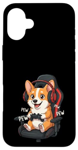 Corgi Gamer Dog �r�f�I�Q�[���v���[���[ �Q�[���X�g���[�}�[ �X�}�z�P�[�X iPhone 16 Plus �p