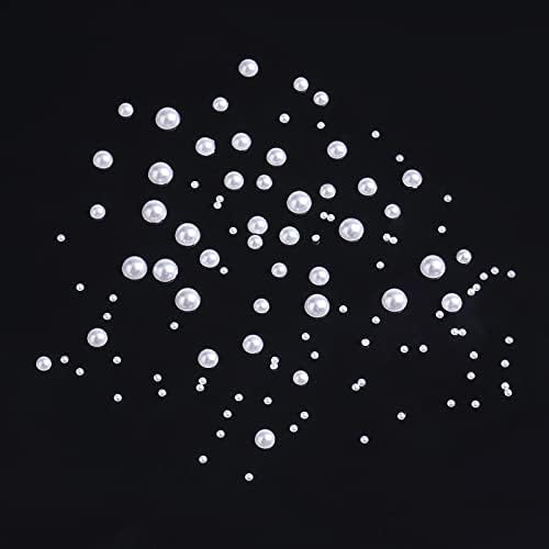 SAVITA 7600Pcs 1.5/2/2.5/3/4/5mm White Half Round Pearls, Flatback Pearl Beads Cabochon Pearls for Crafts Satin Luster Loose Beads for DIY Necklaces Bracelets Jewelry Wedding Dress Nail Arts Making
