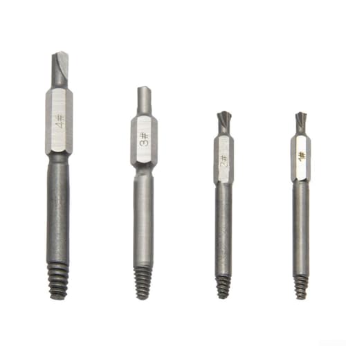 4pcs Broken Head Tornillo Extractor Herramienta Doble Cabeza Diente deslizante para Extracción Eficiente de Tornillos Rotos Material de Acero con Distribución Uniforme de Fuerza