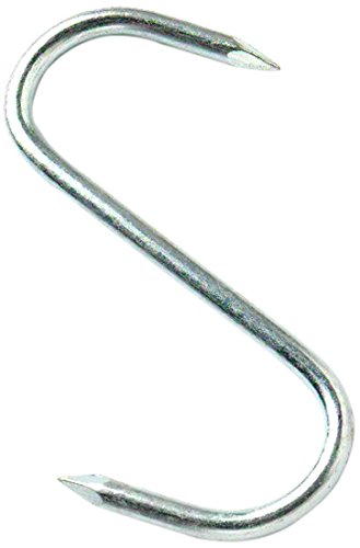 Merriway BH01914 Butchers Pointed Kitchen S Hooks, 100mm (4 inch) -Pack of 5 BZP Steel, Silver, 100 mm