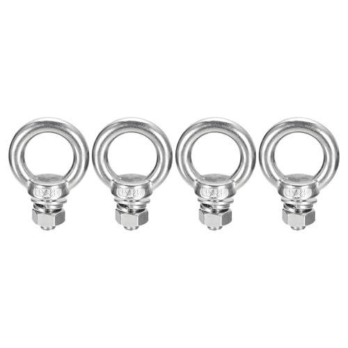 Image of uxcell Lifting Eye Bolt, 4 Sets M8 x 20mm Eye Bolt with Nut Washer 304 Stainless Steel Shoulder Lifting Ring Eye Bolt for Hanging Item