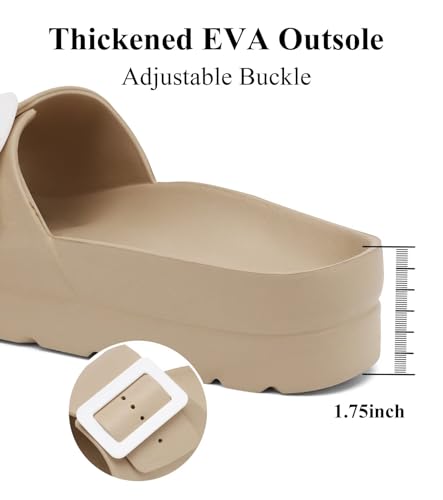 Image of Haifago Women's Platform Sandals with Arch Support, Summer Beach Slides Adjustable Buckle Comfortable Lightweight EVA Slip on Slide