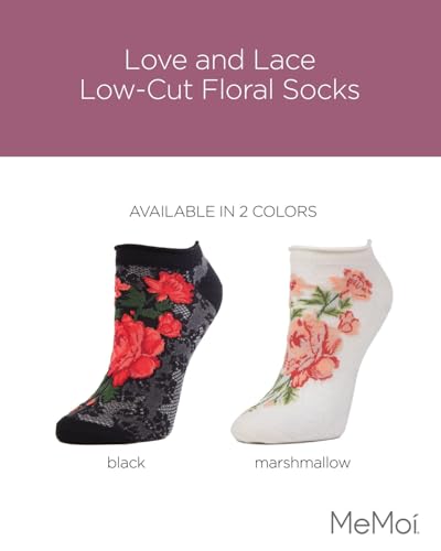 MeMoi Love and Lace Low-Cut Floral Socks2