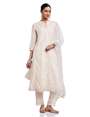 Image of Amazon Brand - Myx Women's A-Line Kurta Set with Organza Dupatta (Available in Plus Sizes)