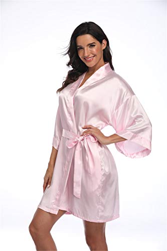 Image of Women's Pure Short Silky Robes Bridesmaid Bride Party Satin Robes Sleepwear