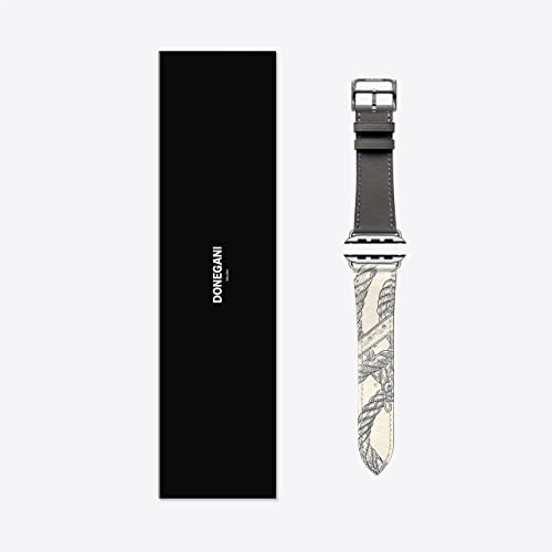 DONEGANI Leather Band Series 7 6 5 4 3 2 1 SE for Men or Women Compatible with Apple Watch Hermes Silver Link Original in Stainless Steel