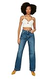 ZBK Trendyol Dark Blue Recycle High Waist 90\'s Wide Leg Jeans, 38 De Las Mujeres