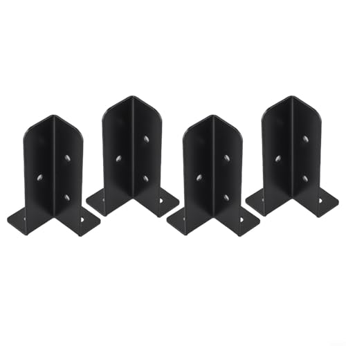 EffiFish Lot de 4 bases de poteau en métal, supports de support, base d'ancrage pour clôture, boîte aux lettres, pieds de table, noir