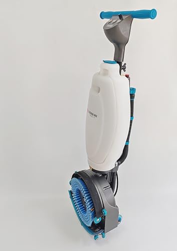 Automatic floor scrubber in use