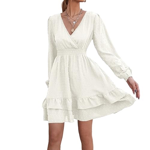Robe en Ligne A blanche haut de gamme texturée jacquard à volants