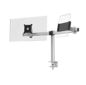 Durable Tischhalter für 1 Monitor 21-27" und 1 Tablet 7-13", mit Tischklemme, 360° drehbar, neigbar, höhenverstellbar, silber, 508723