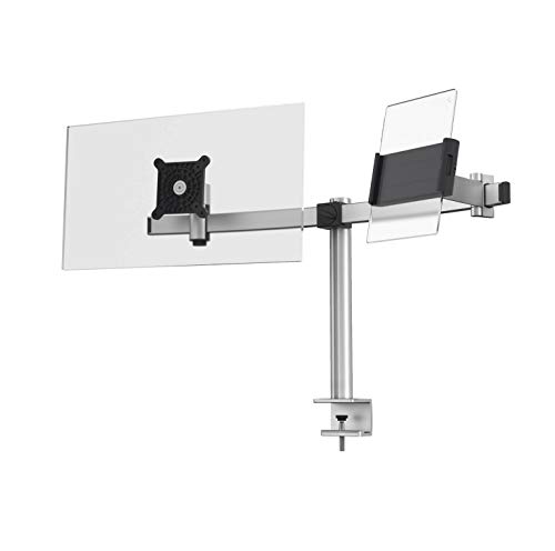 Durable Tischhalter für 1 Monitor 21-27 und 1 Tablet 7-13, mit Tischklemme, 360° drehbar, neigbar, höhenverstellbar, silber, 508723