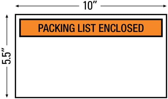 Packing List Enclosed Pouches (5.5" x 10") – Clear Adhesive Envelope Bag with Printing for Invoice Packing Slip – Label Protectors, Mailing & Shipping Supplies (1,000)