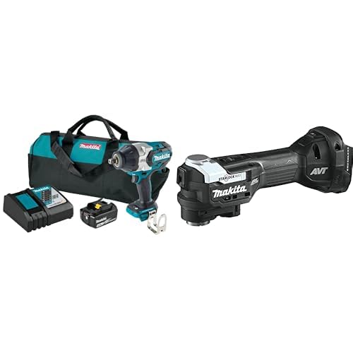 Makita XWT19T 18V LXT® Brushless 3-Speed 1/2" Sq. Drive Impact Wrench Kit w/Detent Anvil with bonus XMT04ZB 18V LXT® Sub-Compact Brushless Oscillating Multi-Tool