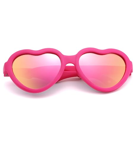 Image of Flexible Heart Shaped Baby Polarized Sunglasses with Strap Adjustable Toddler & Infant Age 0-24 Months