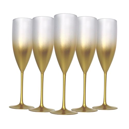 10 Taças Champanhe Acrílico Degrade 160ml Natal Festas Drink Cor:Dourado