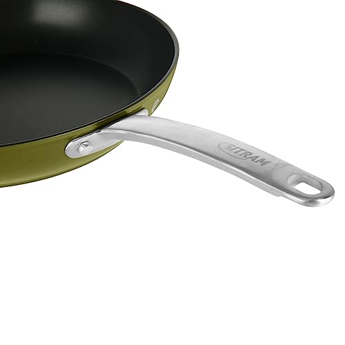 Poêle Sitram en aluminium recyclé induction Ø 30 cm vert métallisé