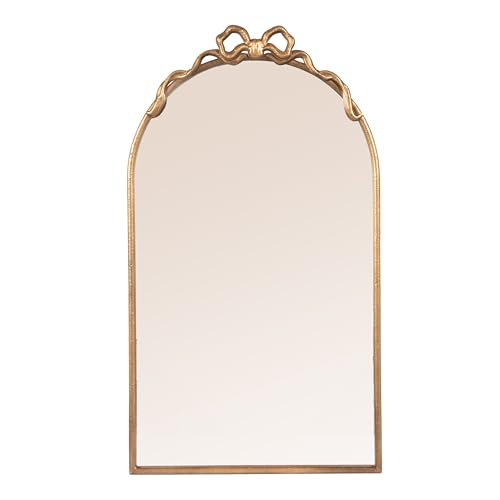 Image of Creative Co-Op Arched Gold Iron Mirror with Decorative Bow