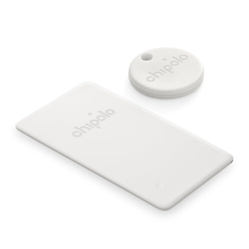 Image of Chipolo Point Bundle - 1x ONE + 1x Card Item Finder, Bluetooth Tracker, Wallet Finder - Works with Google's Find My Device app (Android only) (Off White)