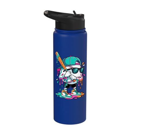 Ice Cream Baseball Drip For Boys Shirt Dripping Baseball Kid Stainless Steel Insulated Water Bottle