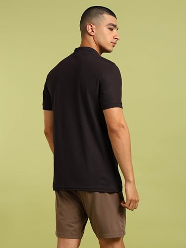 Image of TECHNOSPORT Men's Solid Slim Fit Polo Collar T-Shirt MATPIQ Half Sleeve Button Polyester for Gym Running Workout UPF50+ Anti Odour