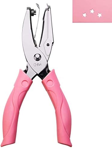 AIEX 5mm Hole Punch Hole Puncher Paper Punch Punchers with Pink Grip for Craft Paper (Star)