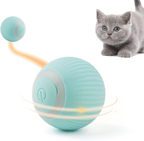 SKY-TOUCH Interactive Cat Toy Ball Automatic Cat Interactive Toy for Indoor Cats Smart Chase Cat Toy with LED Lights USB Charging Pet Toy 2 PACK